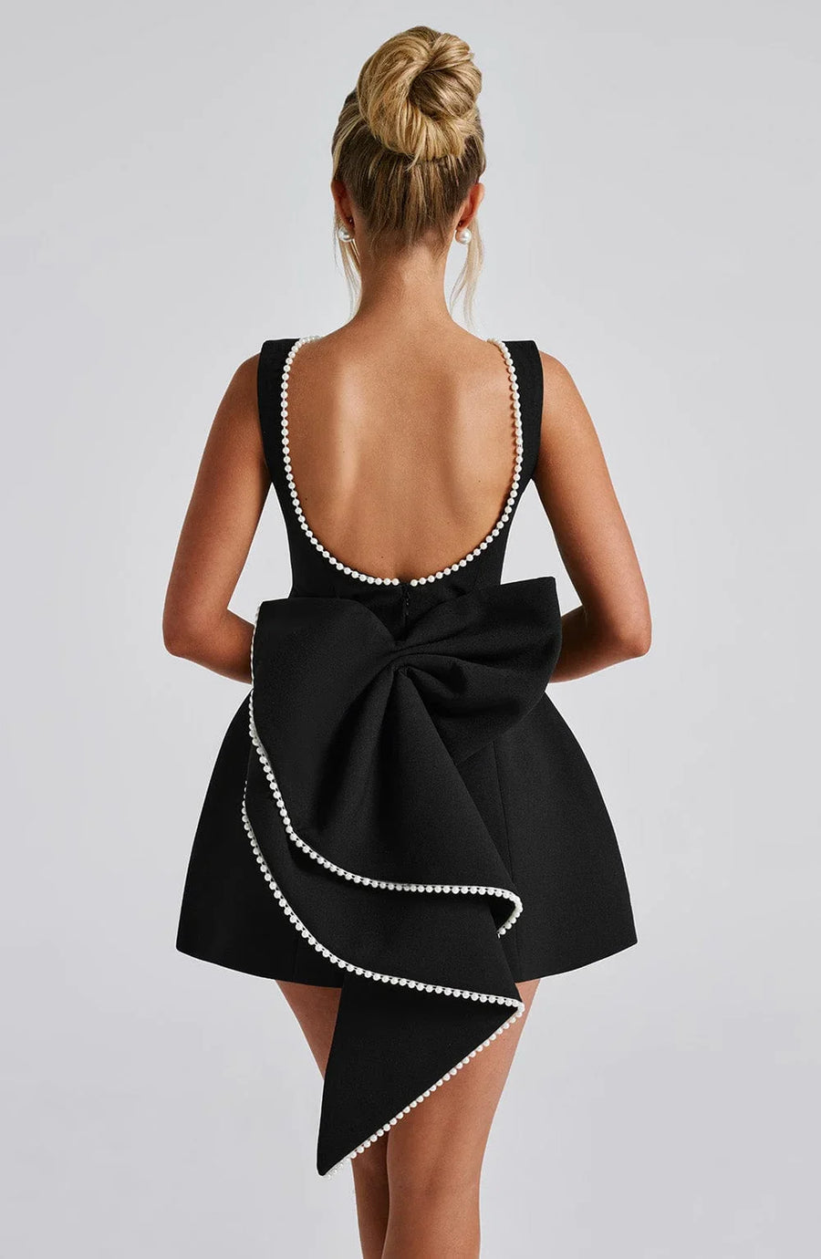 Rosa, ärmelloses A-Linien-Minikleid für Damen | Mit Perlenbesatz