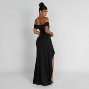 Maxikleid für Damen mit schulterfreiem Ausschnitt und Seitenschlitz