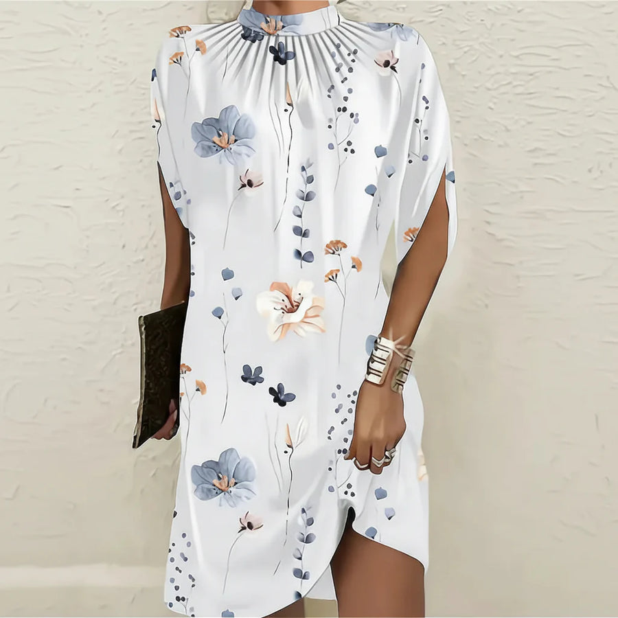Partykleid für Damen mit Fledermausärmeln und plissiertem Ausschnitt