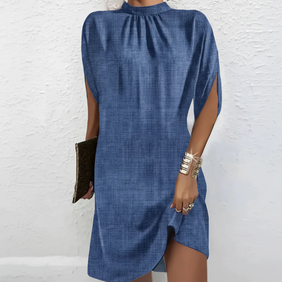 Partykleid für Damen mit Fledermausärmeln und plissiertem Ausschnitt