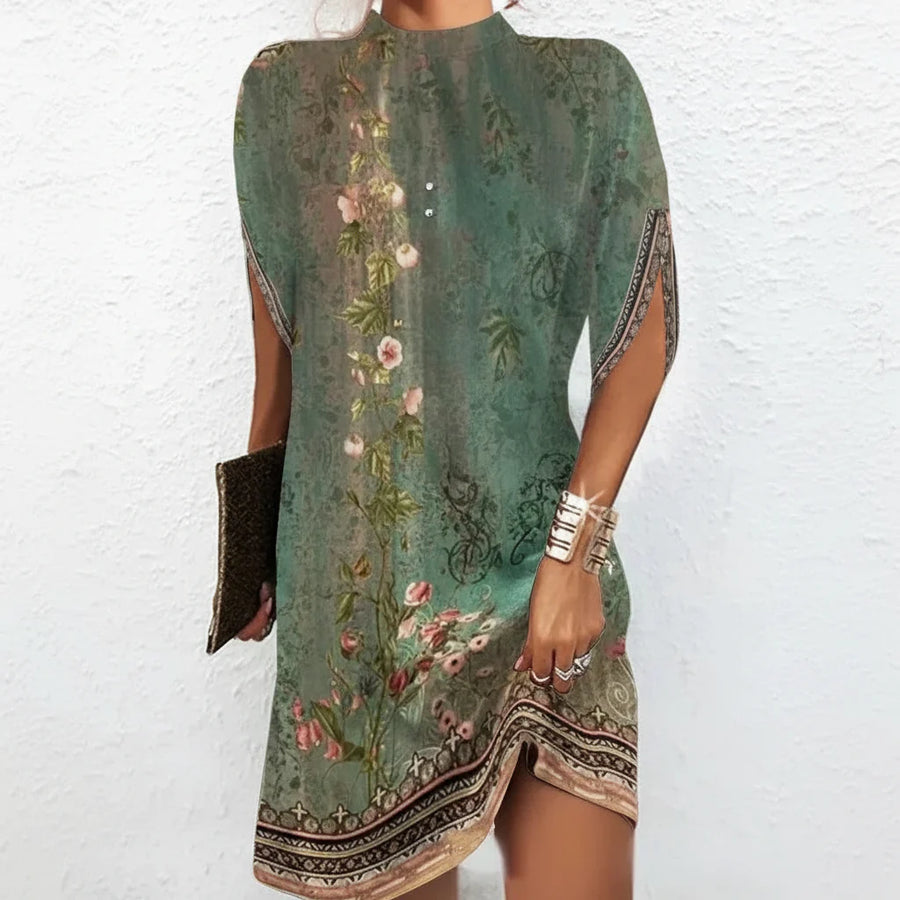 Partykleid für Damen mit Fledermausärmeln und plissiertem Ausschnitt