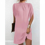 Partykleid für Damen mit Fledermausärmeln und plissiertem Ausschnitt
