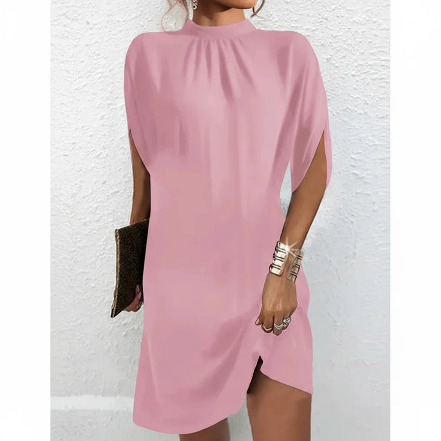 Partykleid für Damen mit Fledermausärmeln und plissiertem Ausschnitt