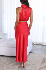 Damen Zweiteiler aus Satin – Elegantes Co-ord Set mit Bluse und Hose