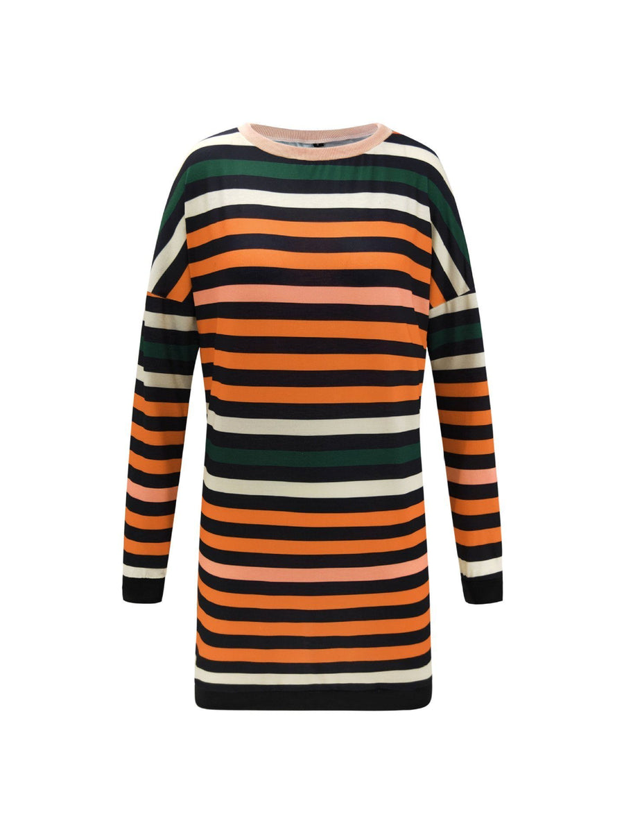 Weiches Rundhals Gestreiftes Lockere Kleid für dich