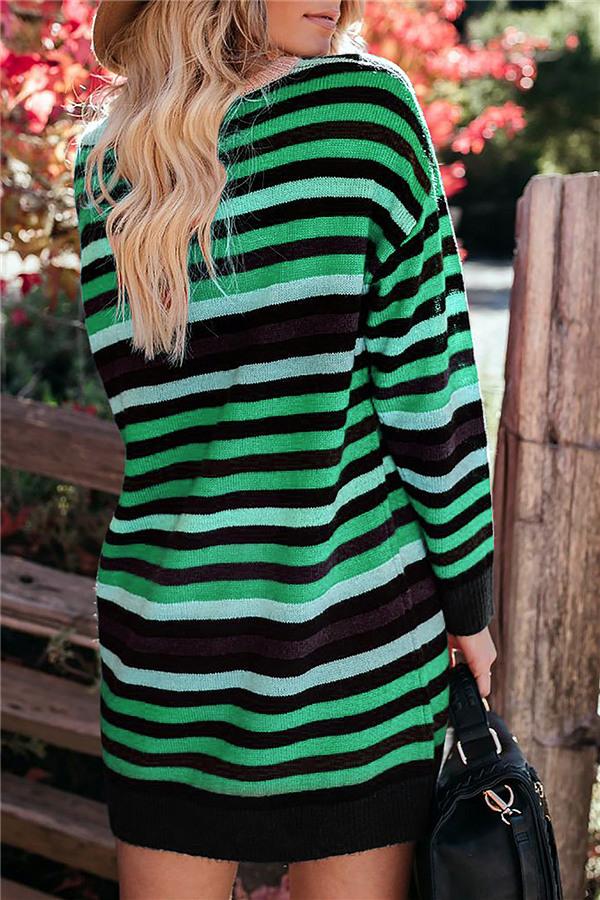 Weiches Rundhals Gestreiftes Lockere Kleid für dich