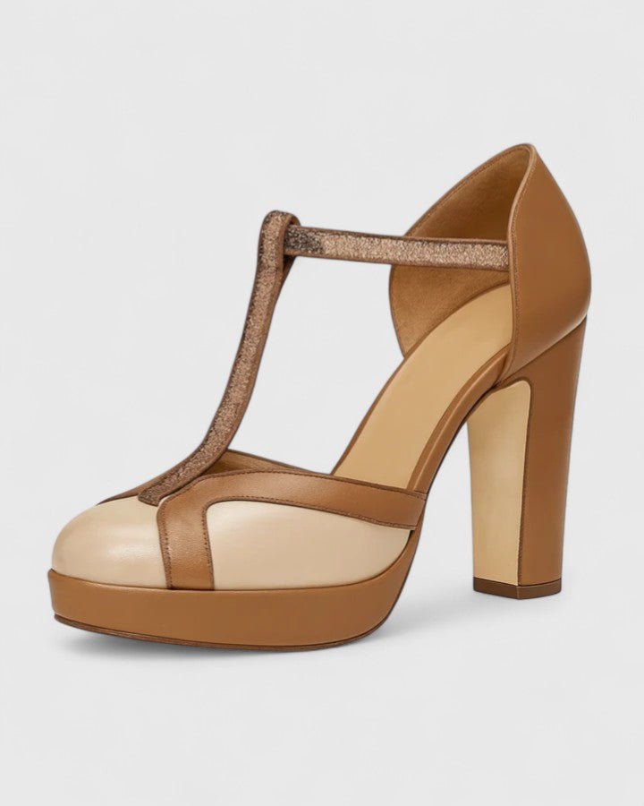 Runde High Heels Mit Knöchelriemen Und Schnalle