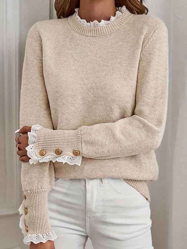 Rüschen Pullover Beige