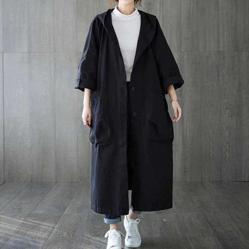 Trenchcoat Damen | Oversize Mit Taschen Und Kapuze