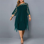Lacelora™ – Damen Midi-Kleid mit Eleganter Spitze