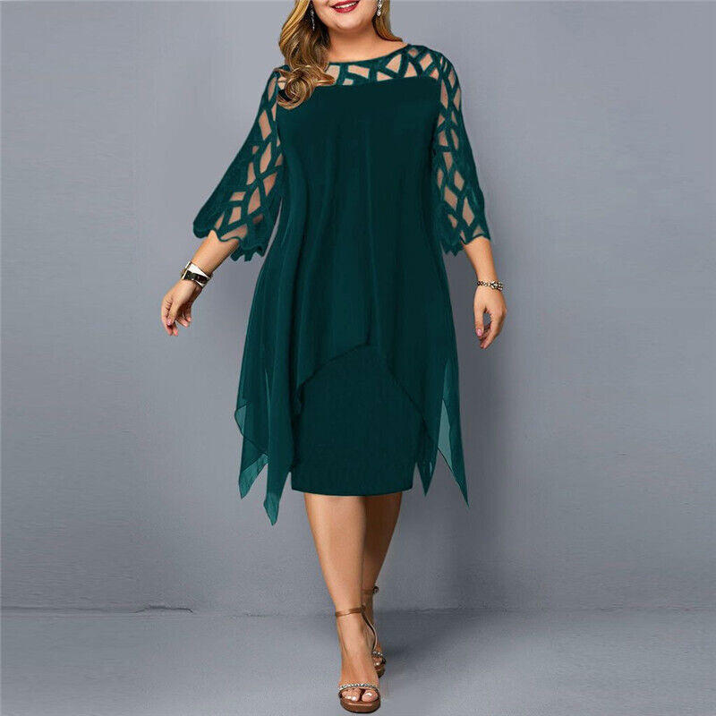 Lacelora™ – Damen Midi-Kleid mit Eleganter Spitze
