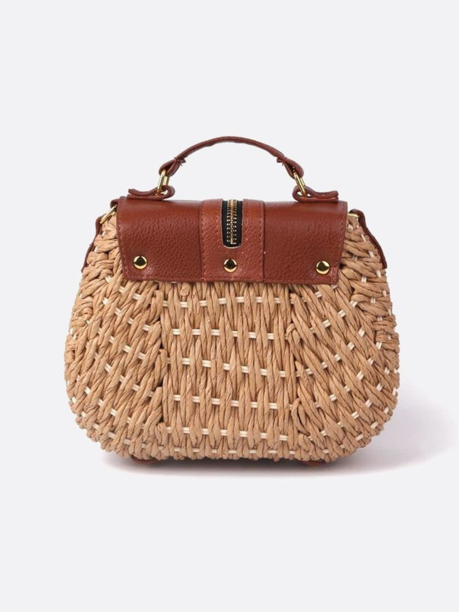 Lina | Kleine Schultertasche aus Strohseil mit verstellbarem Riemen & Quasten-Detail – Crossbody Sommertasche