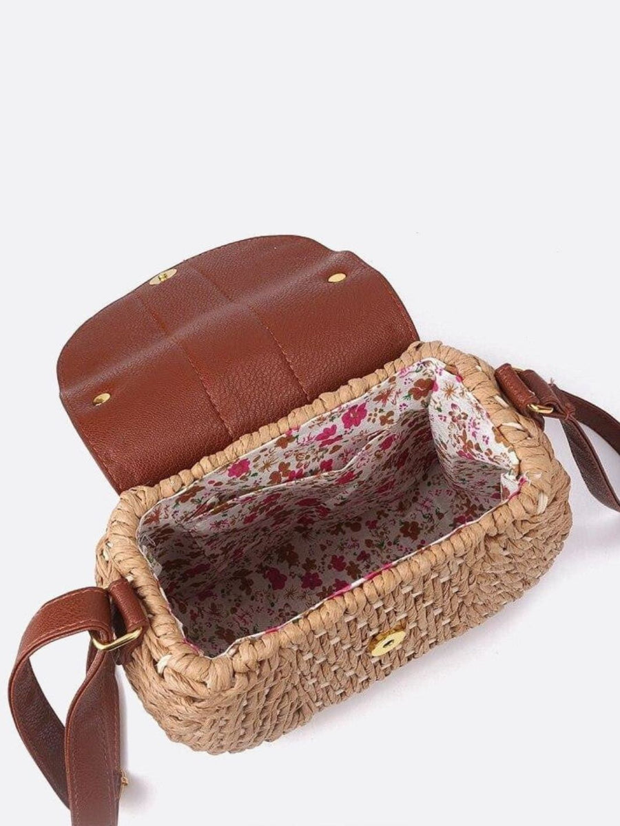 Lina | Kleine Schultertasche aus Strohseil mit verstellbarem Riemen & Quasten-Detail – Crossbody Sommertasche