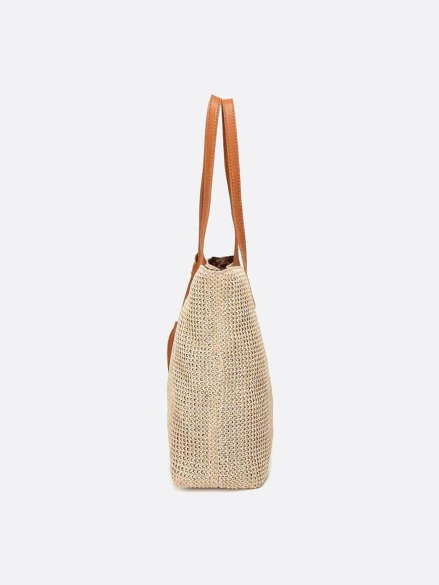Mira | Große Strohtasche mit langen Tragehenkeln & Deko-Pompon – Sommerlicher Shopper aus Naturmaterial
