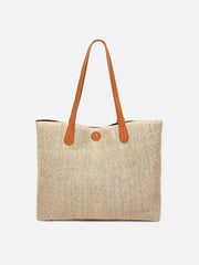 Mira | Große Strohtasche mit langen Tragehenkeln & Deko-Pompon – Sommerlicher Shopper aus Naturmaterial