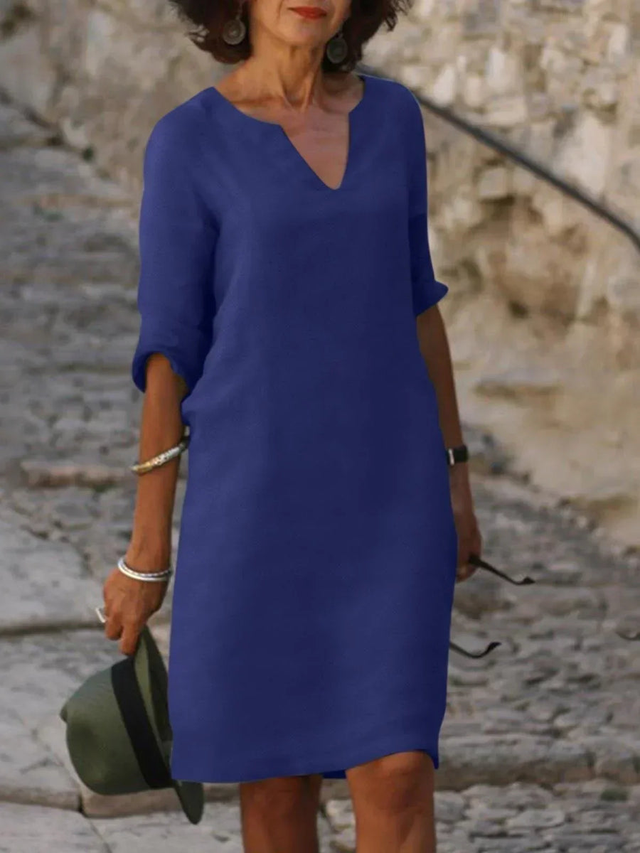 Saoirse - V-Ausschnitt Kleid, das den Bauch kaschiert