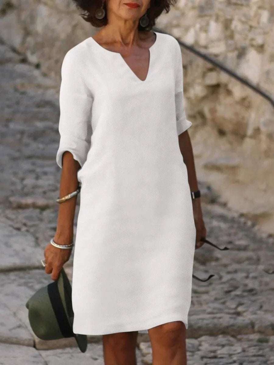 Saoirse - V-Ausschnitt Kleid, das den Bauch kaschiert