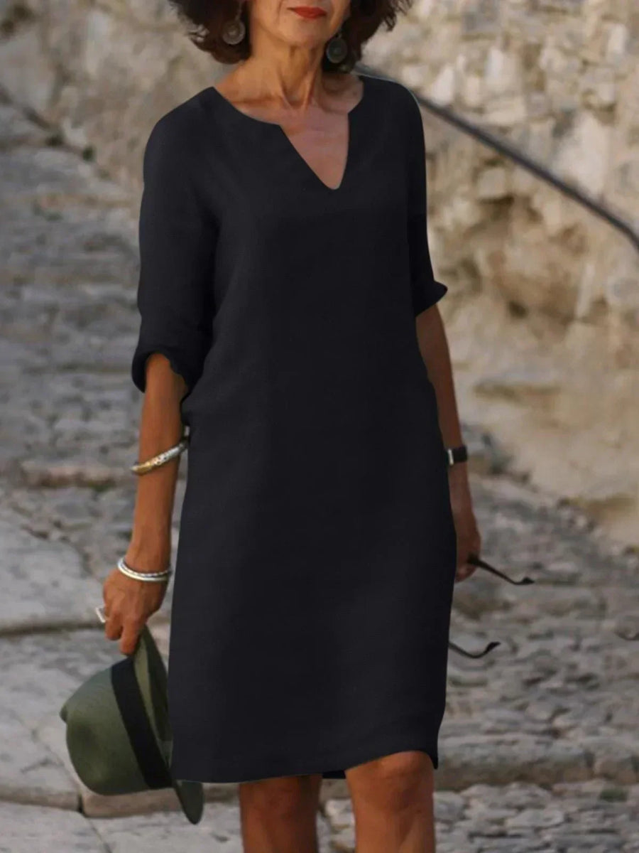 Saoirse - V-Ausschnitt Kleid, das den Bauch kaschiert