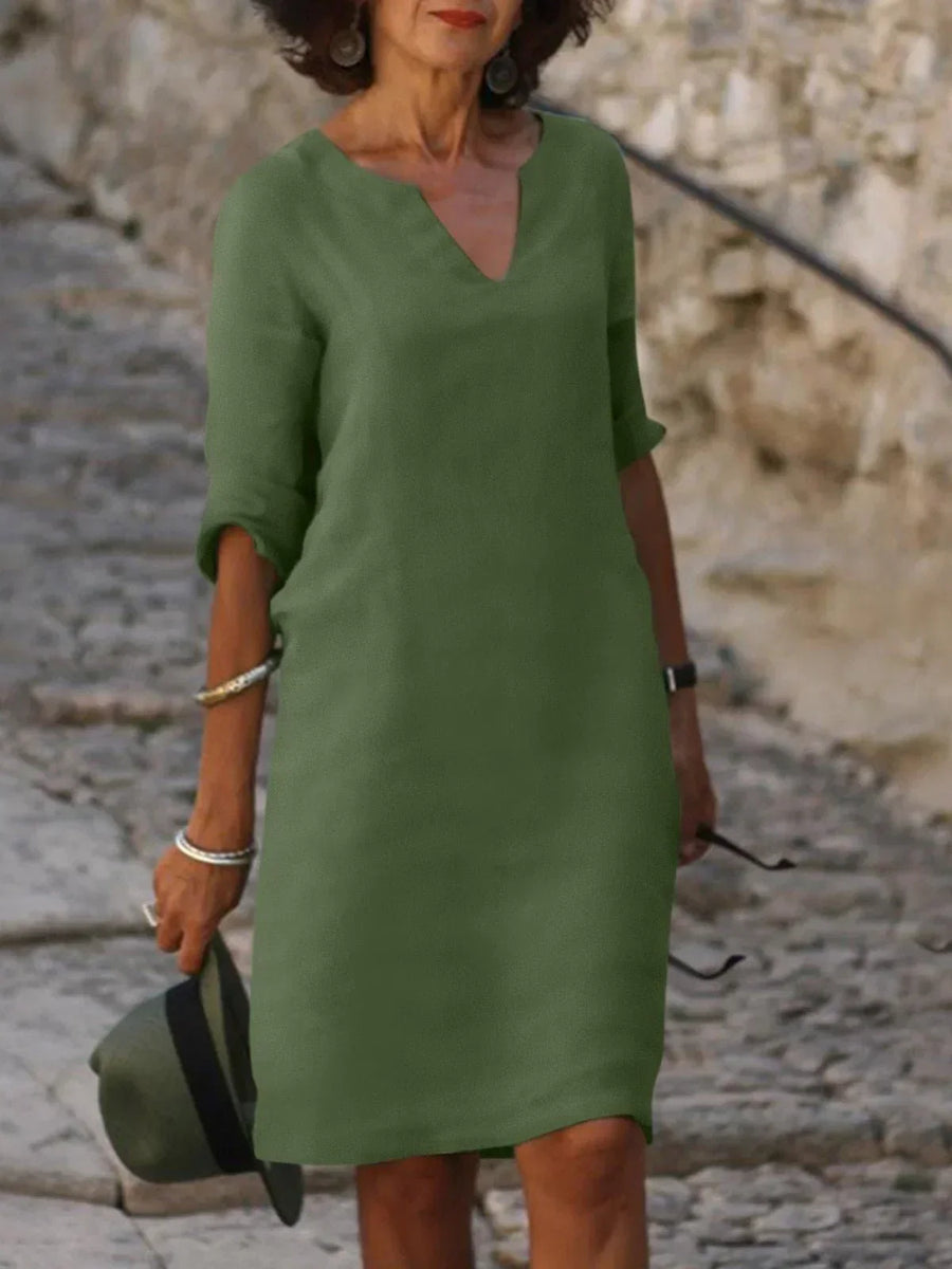 Saoirse - V-Ausschnitt Kleid, das den Bauch kaschiert