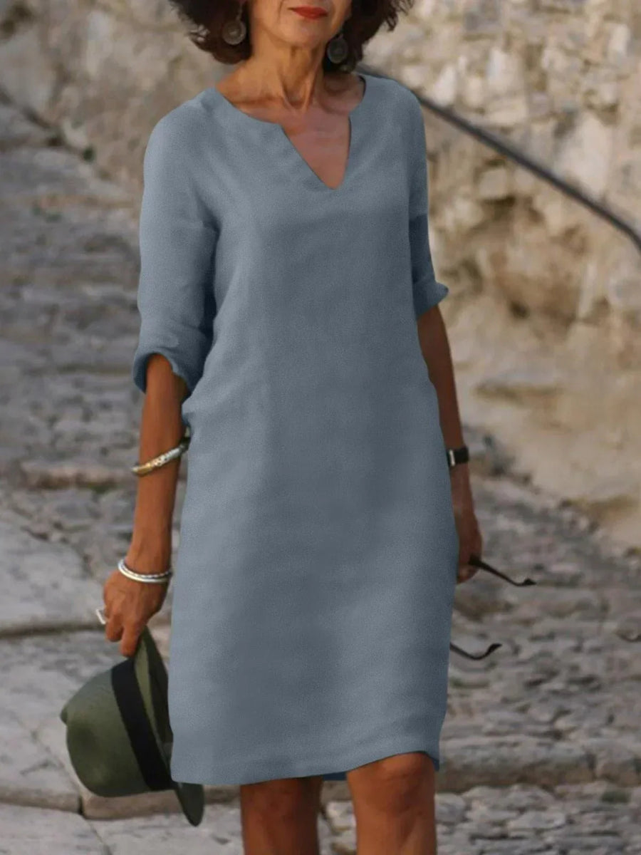 Saoirse - V-Ausschnitt Kleid, das den Bauch kaschiert