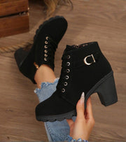 Schnürstiefel Damen mit Schnalle