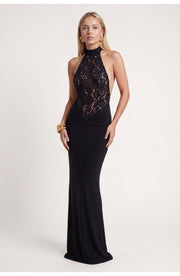 Schwarzes Spitzen Maxi Kleid Für Hochzeitsgäste