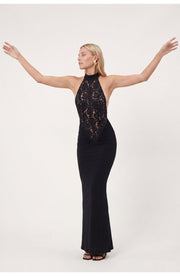 Schwarzes Spitzen Maxi Kleid Für Hochzeitsgäste