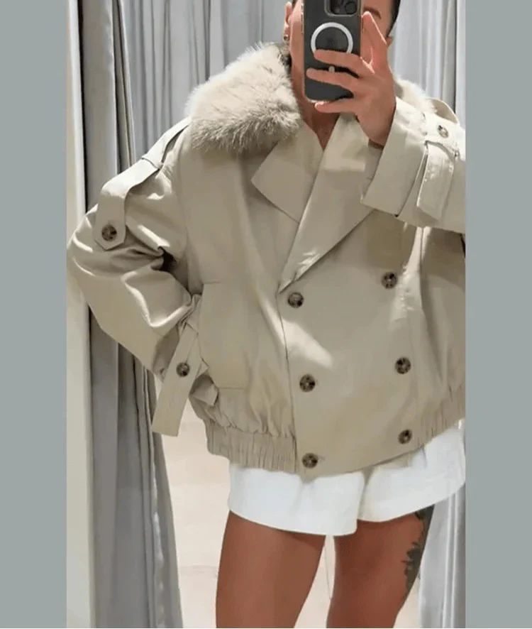 Camille Trenchcoat mit Kunstfell