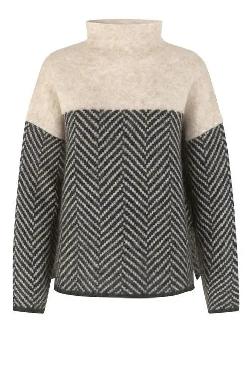 Dory Zweifarbiger Rollkragenpullover aus Baumwolle