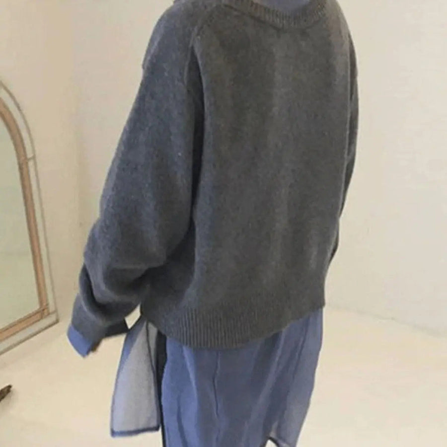 Asymmetrische Damen Strickjacke mit Knöpfen