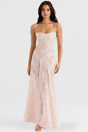 Vintage Cremefarbenes Maxikleid aus Spitze für Damen – Elegant und fließend