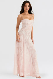 Vintage Cremefarbenes Maxikleid aus Spitze für Damen – Elegant und fließend