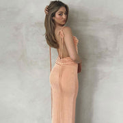 Elegantes Maxikleid mit Wasserfallausschnitt