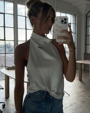 Anastasia Halter Rückenfreies Satin Top