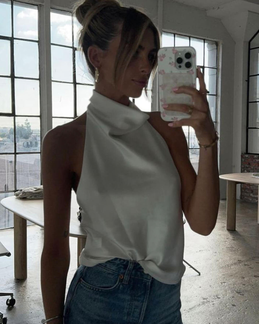 Anastasia Halter Rückenfreies Satin Top