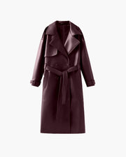Cassy Kunstleder Maxi Trenchcoat