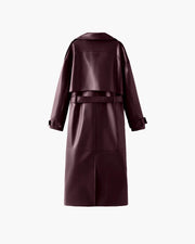 Cassy Kunstleder Maxi Trenchcoat