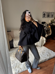 Gianna Elegante High-Neck Gürtel Cape Jacke