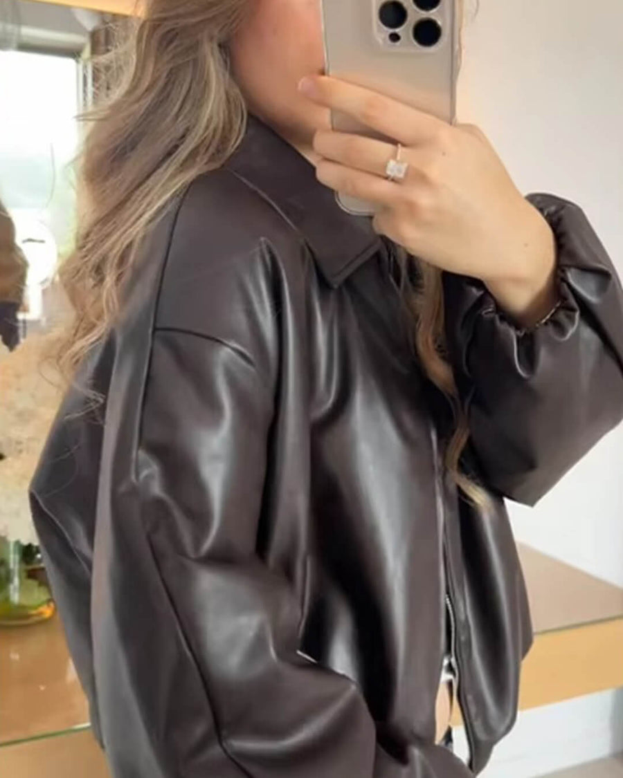 Jenny Kunstleder Bomberjacke