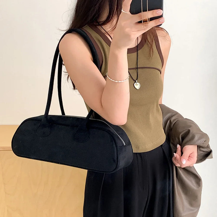 Pauleen Baguette Wildleder Tasche