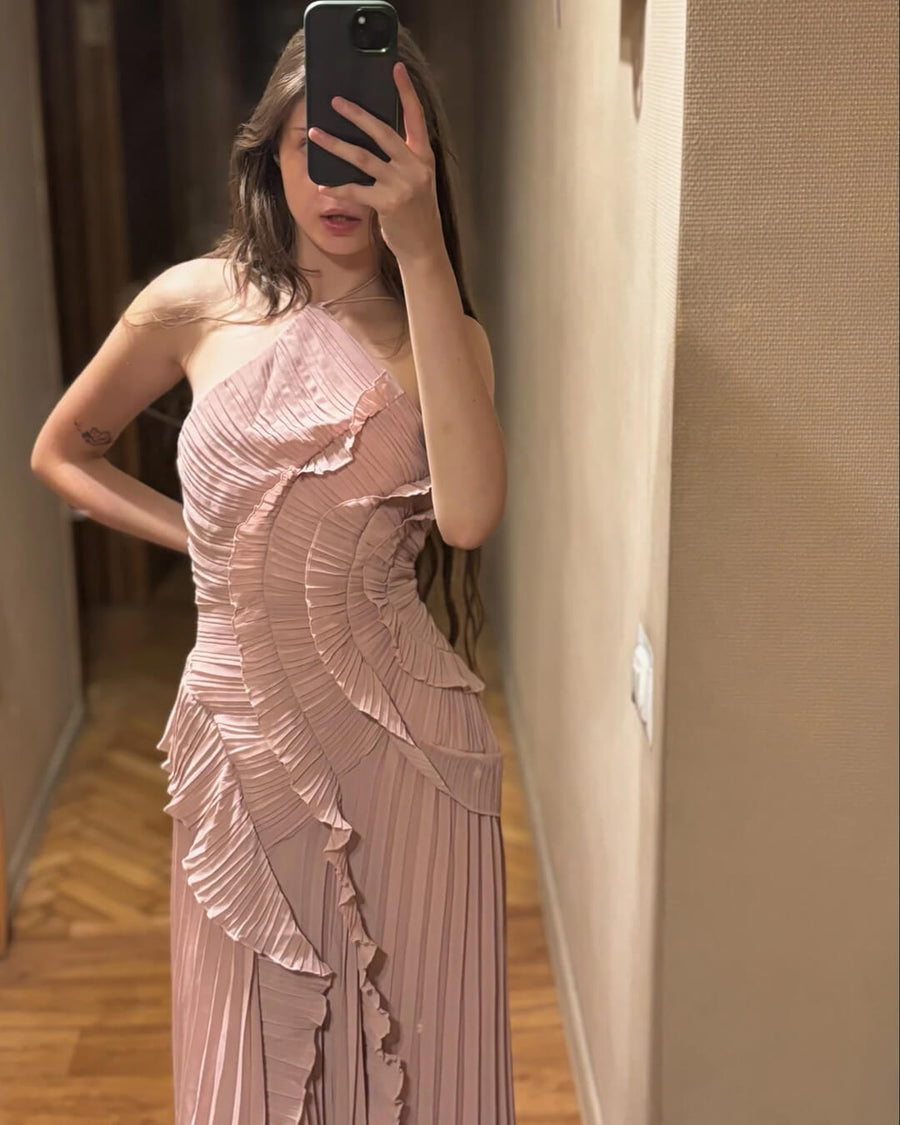 Ruffa Neckholder-Träger Rüschen-Tüllkleid