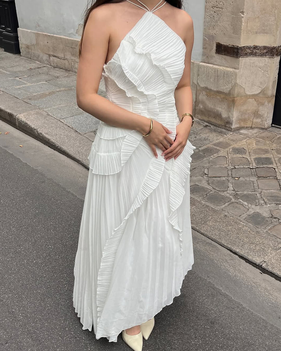 Ruffa Neckholder-Träger Rüschen-Tüllkleid