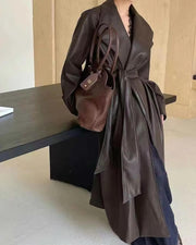 Shiela Kunstleder Maxi Trenchcoat