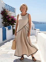 Soleia | Damen Drapiertes Maxikleid Rundhals – Fließendes Kleid Hochzeit & Abend 2026