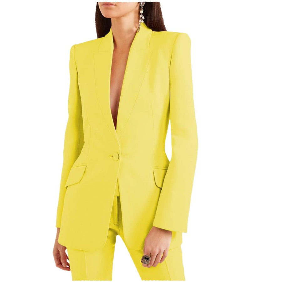 Zweiteiliges Damenkostüm aus Blazer mit fallendem Revers und Hose