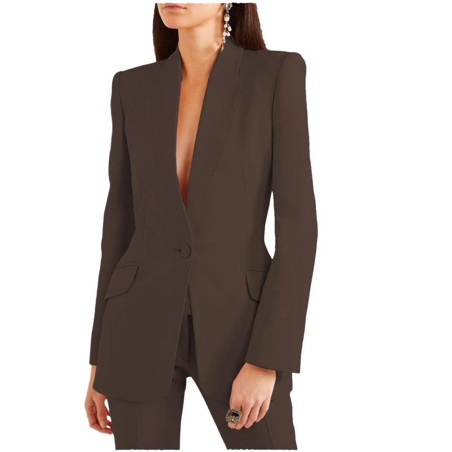 Zweiteiliges Damenkostüm aus Blazer mit fallendem Revers und Hose