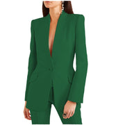 Zweiteiliges Damenkostüm aus Blazer mit fallendem Revers und Hose