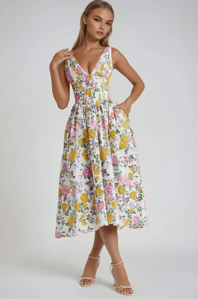 Soraya | Damen Elegantes Sommer Kleid – Fließendes Kleid Cut-outs Urlaub & Party 2026