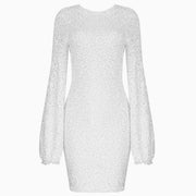 Jade - Langärmeliges Mini-Abendkleid mit glitzernden Pailletten
