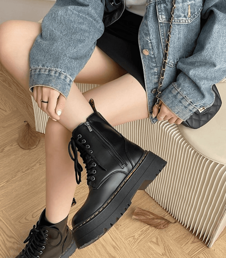 Eline | Elegante Plateaustiefel aus Leder – Stilvolle Schuhe mit Komfort